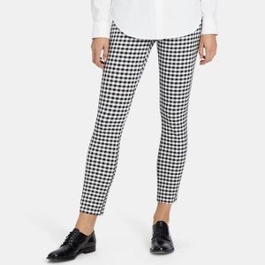 Theory. Black and White Gingham Skinny Pants.